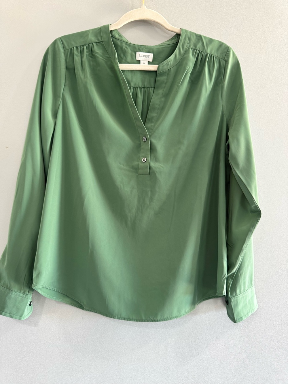 J. Crew Olive Green Long-Sleeve Henley Blouse